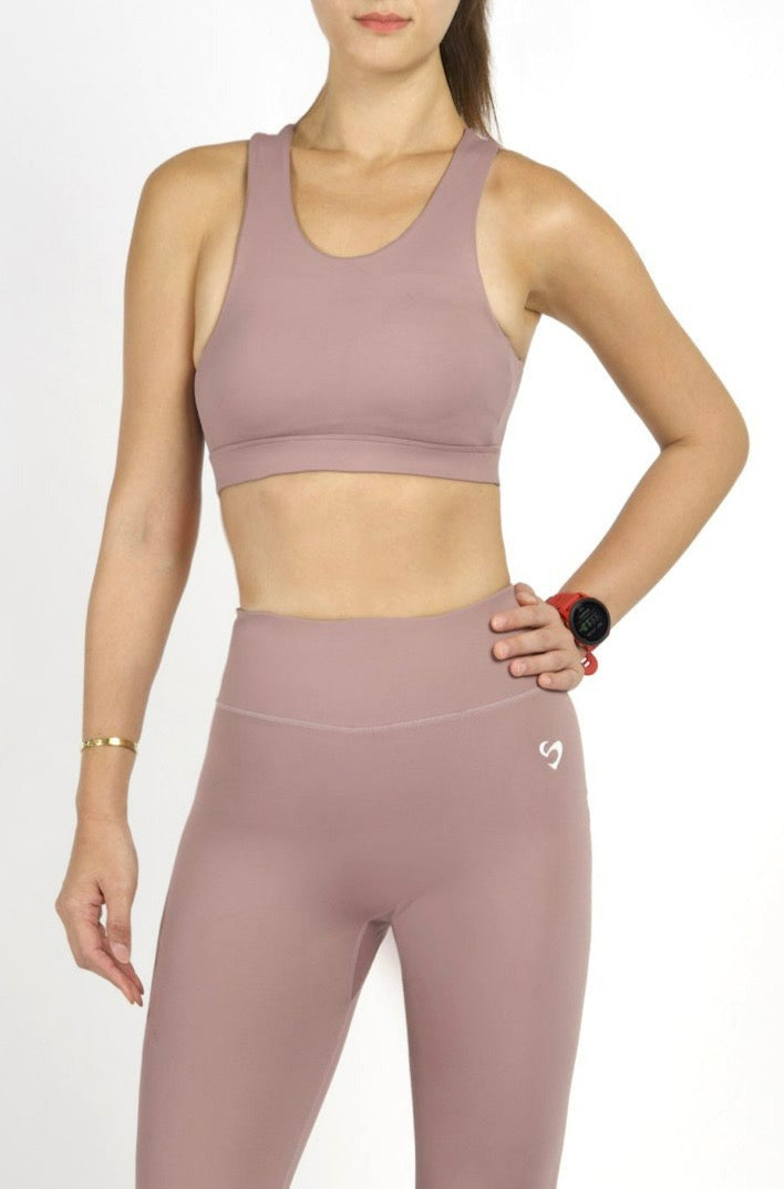 LUXE Mesh Back Sports Bra in Ash Pink - SandActive