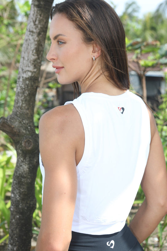 Sleeveless Crop Top White - Lightweight & Stylish - SANDACTIV3