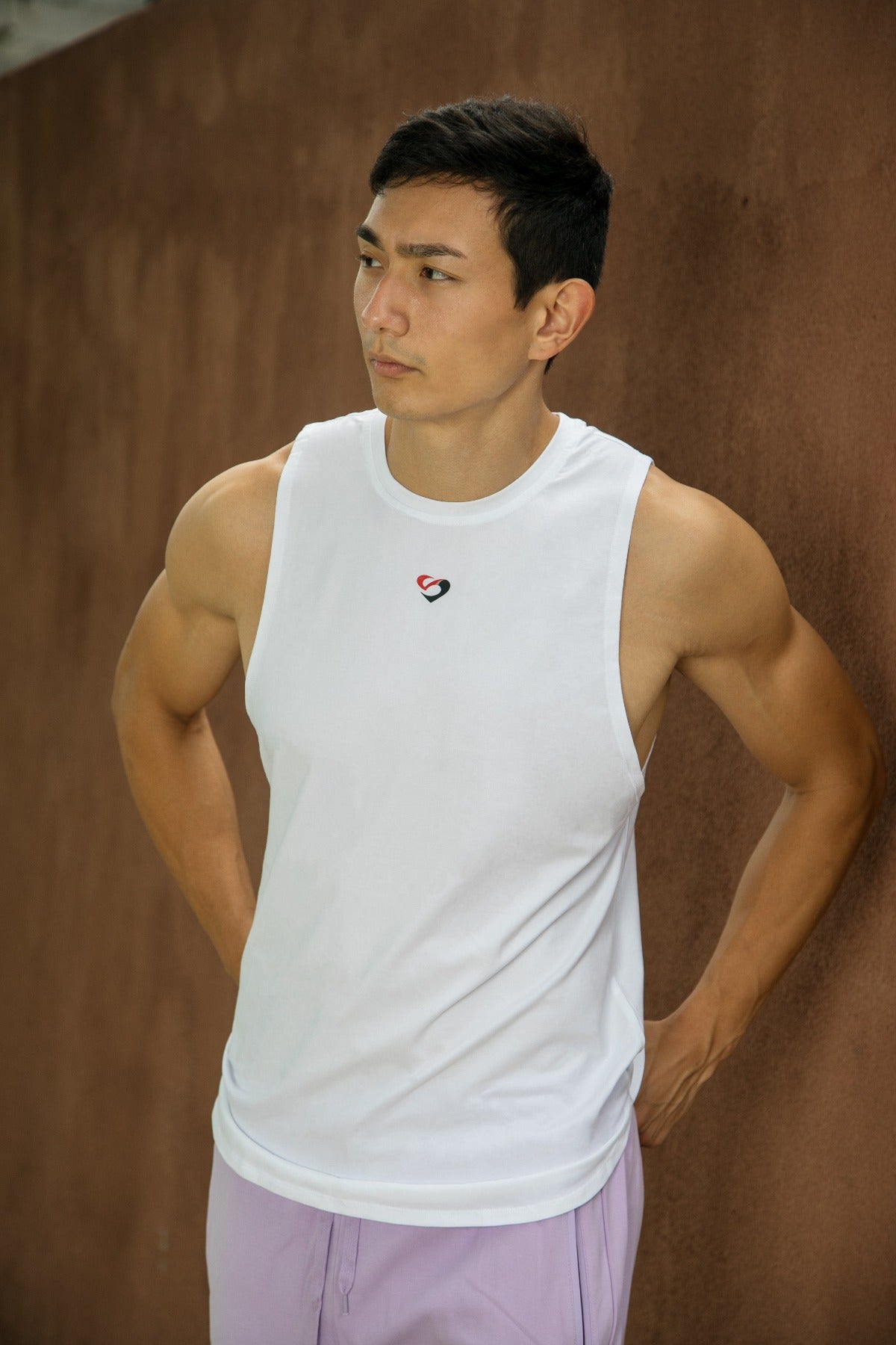 Men's Tank Top with Mesh Panel White