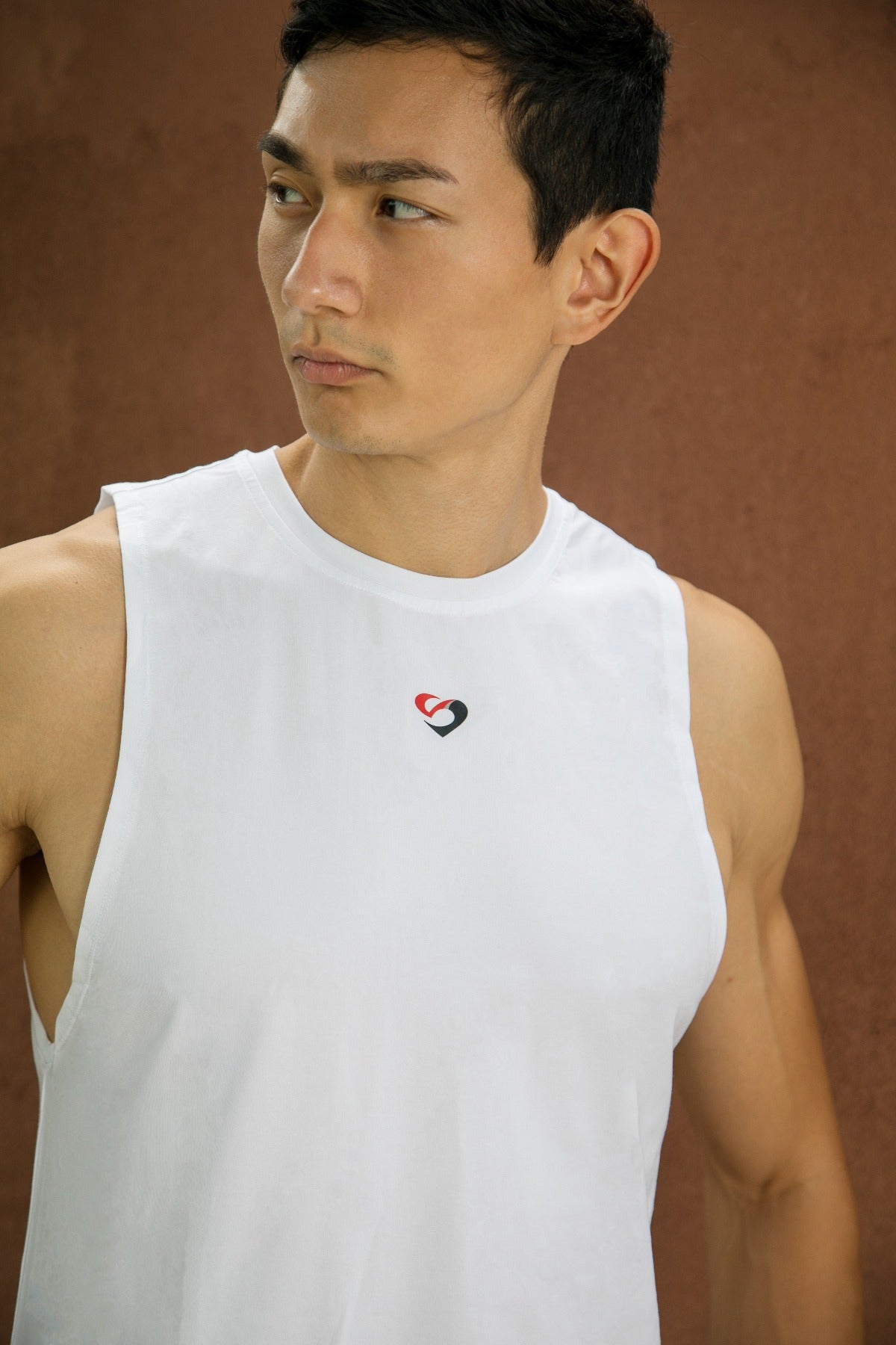 Men's Tank Top with Mesh Panel White
