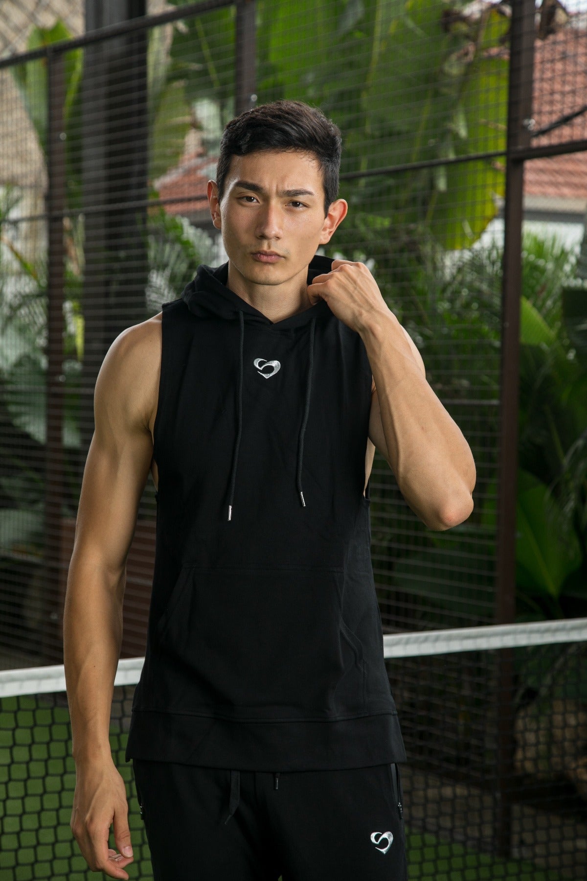Unisex Sleeveless Hoodie V2 Black - Black Hoodie - SandActive