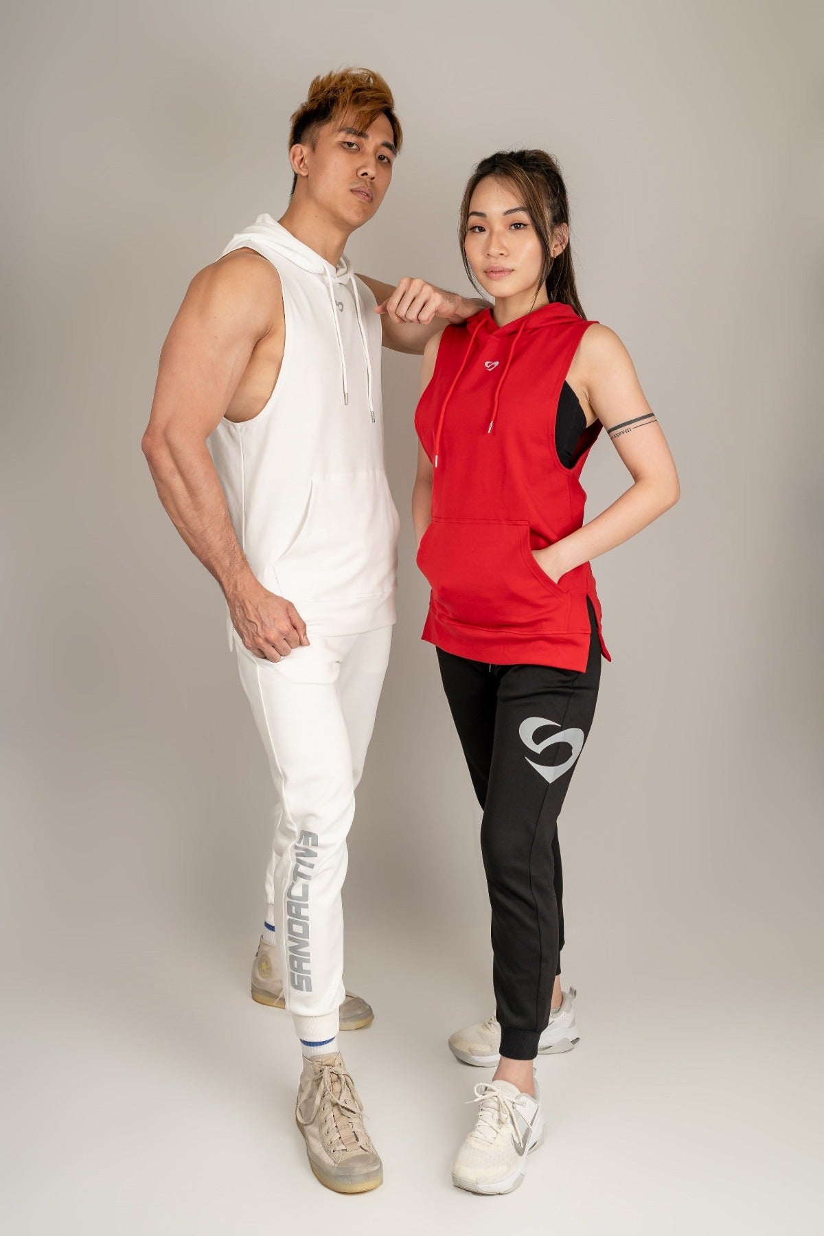 White Sleeveless Hoodie - Unisex Hoodie White - SandActive