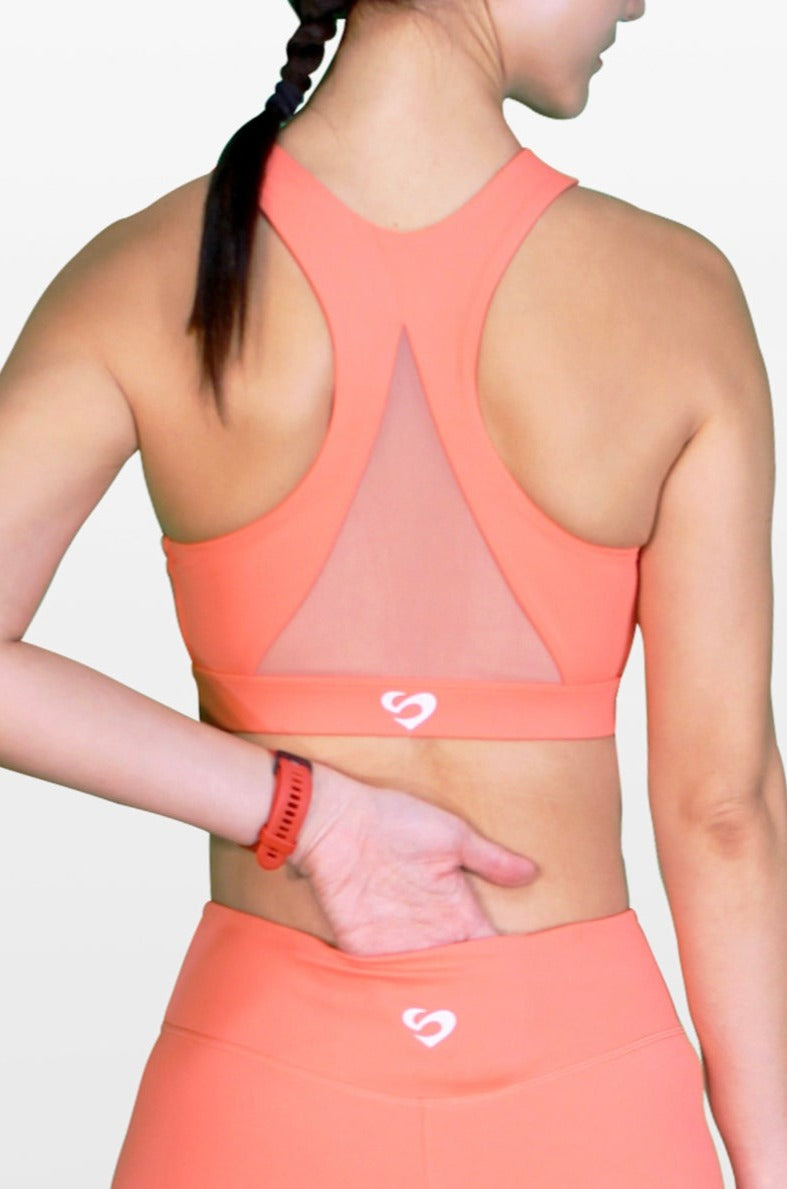 LUXE Mesh Back Sports Bra Orange - Stylish & Durable - SandActive