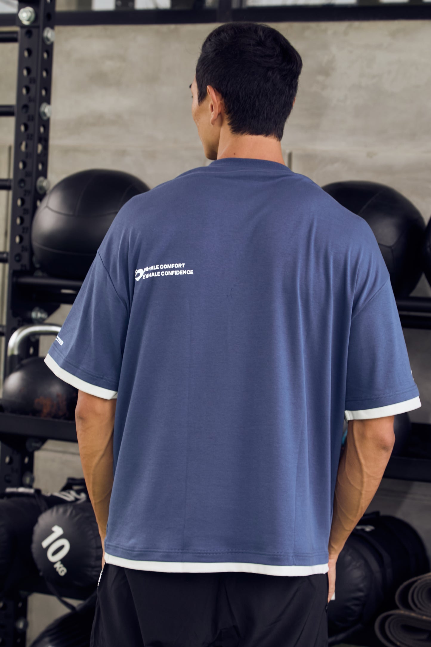 Men’s Oversized T-shirt - Slate Blue - Gym Wear - SandActive