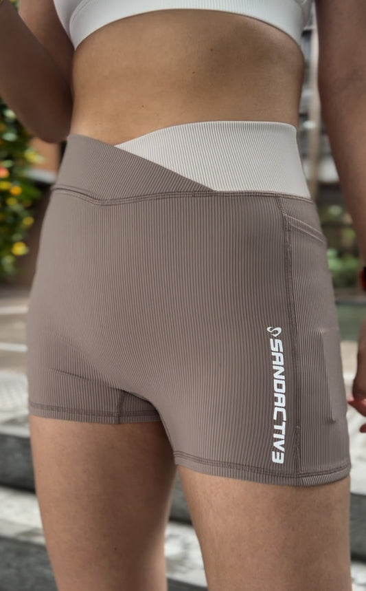 High-Waisted Rib Shorts with Pockets for Shaping - SandActive
