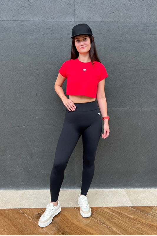 Women's Red Crop Tee - Chic & Comfortable Wear - SandActive
