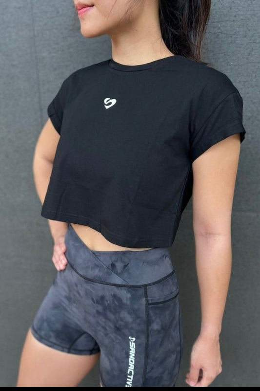 Women's Black Tee - Women's Crop Tee Black - SandActive