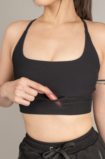 Longline Rib Sports Bra with Mesh Pocket – SandActive