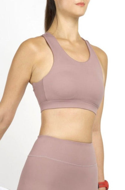 LUXE Mesh Back Sports Bra in Ash Pink - SandActive