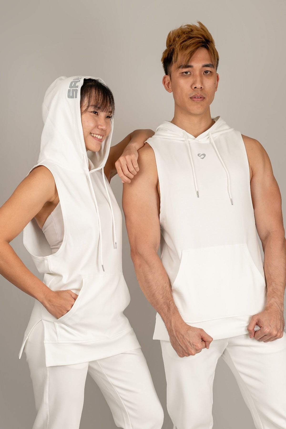 White Sleeveless Hoodie - Unisex Hoodie White - SandActive