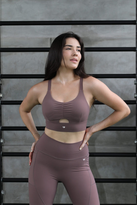 Longline Ruched Sports Bra - Grey Activewear - SandActive