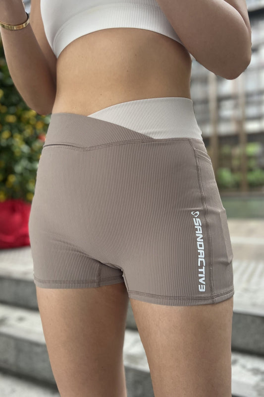 High-Waisted Rib Shorts with Pockets for Shaping - SandActive