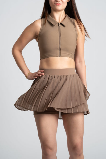 Tennis Skort Mocha - Comfortable Activewear - SandActive