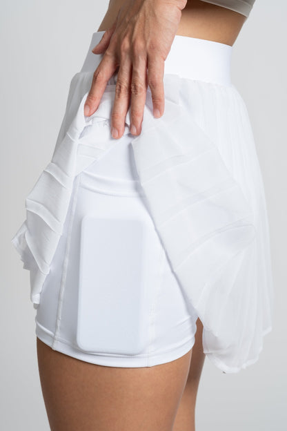 Tennis Skort White - Lightweight, Secure & Stylish - SandActive